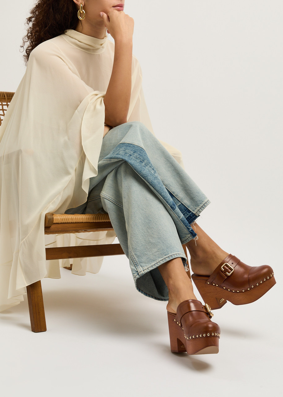 Chloe Jeannette 115 Leather Platform Clogs - 5