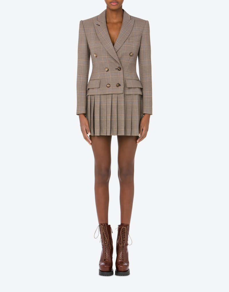 Moschino GLEN PLAID COAT WITH PLEATS outlook