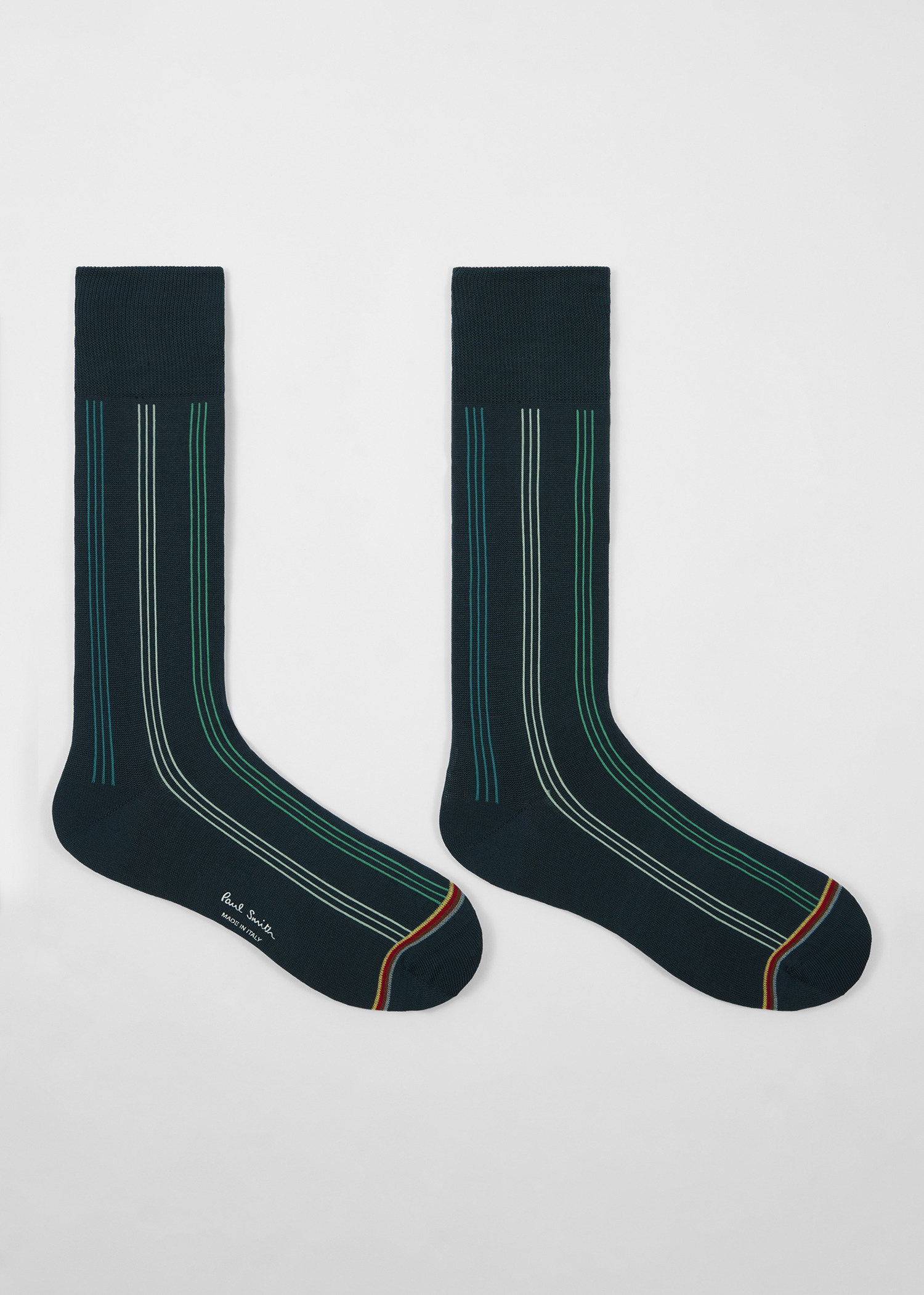 Green Contrasting Stripe Socks - 2