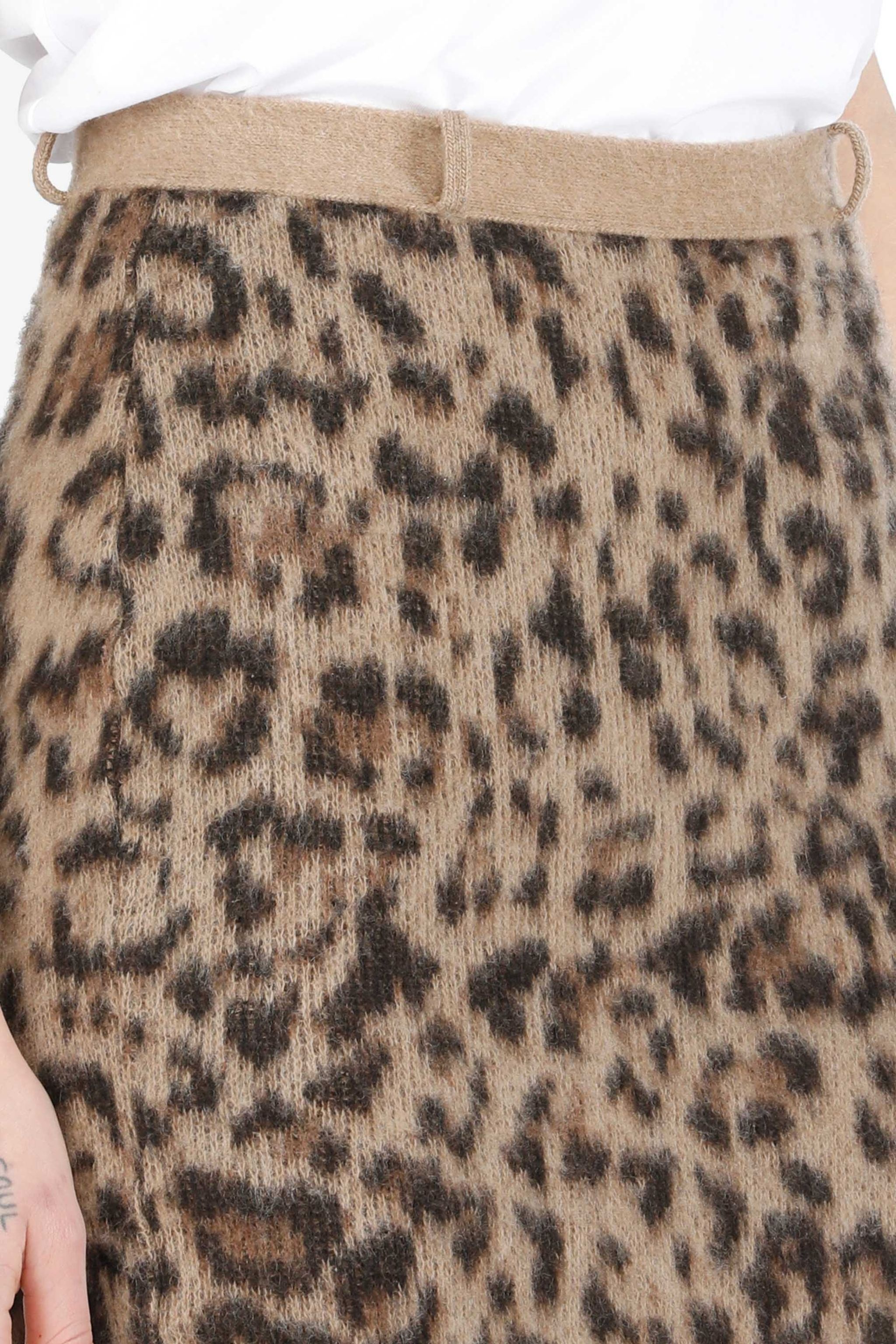 LEOPARD-JACQUARD KNITTED SKIRT - 5