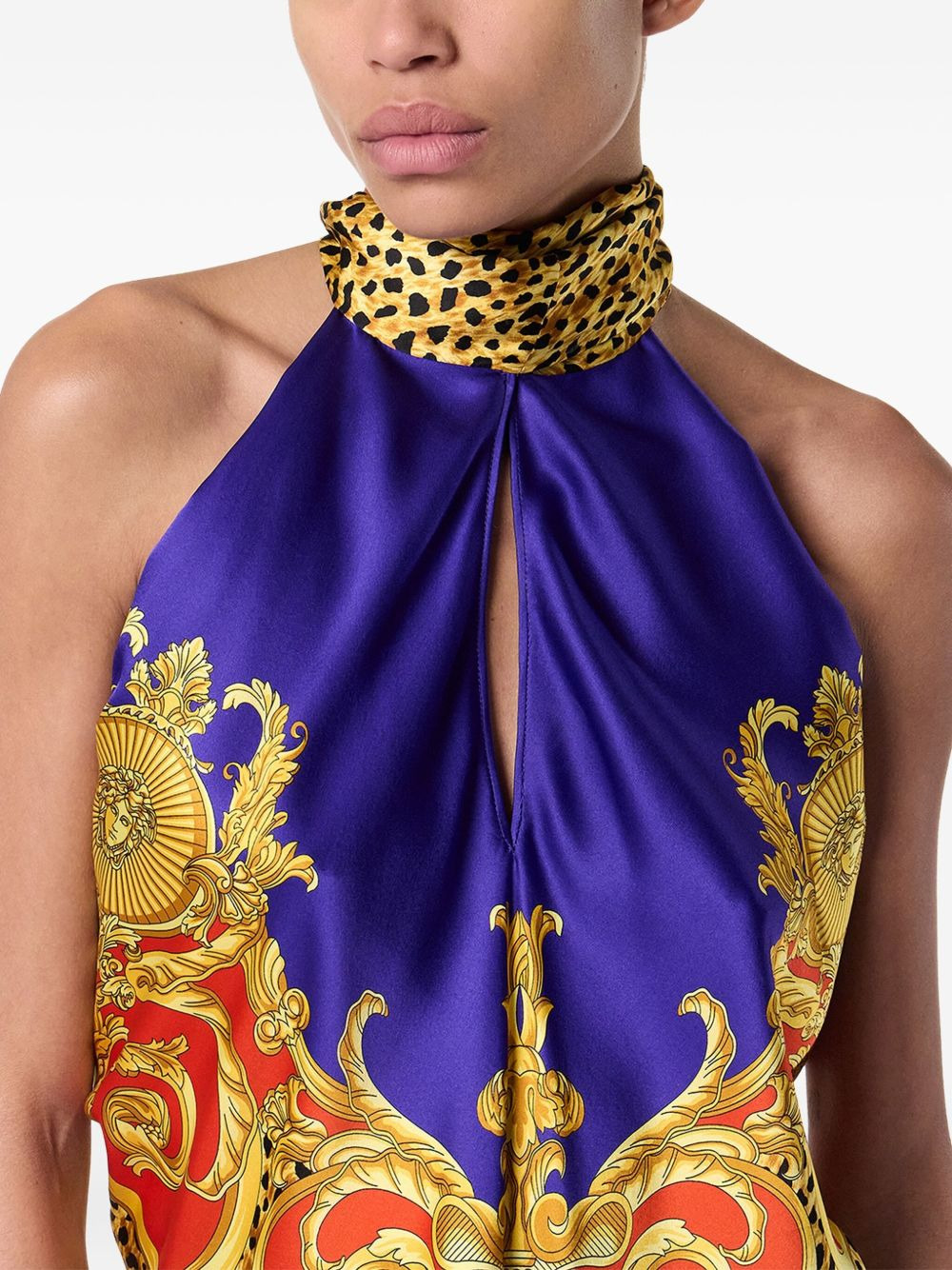 baroque-print halterneck top - 5