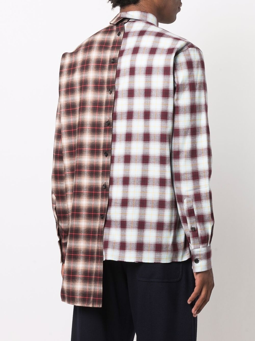 asymmetric check-print long-sleeve shirt - 4