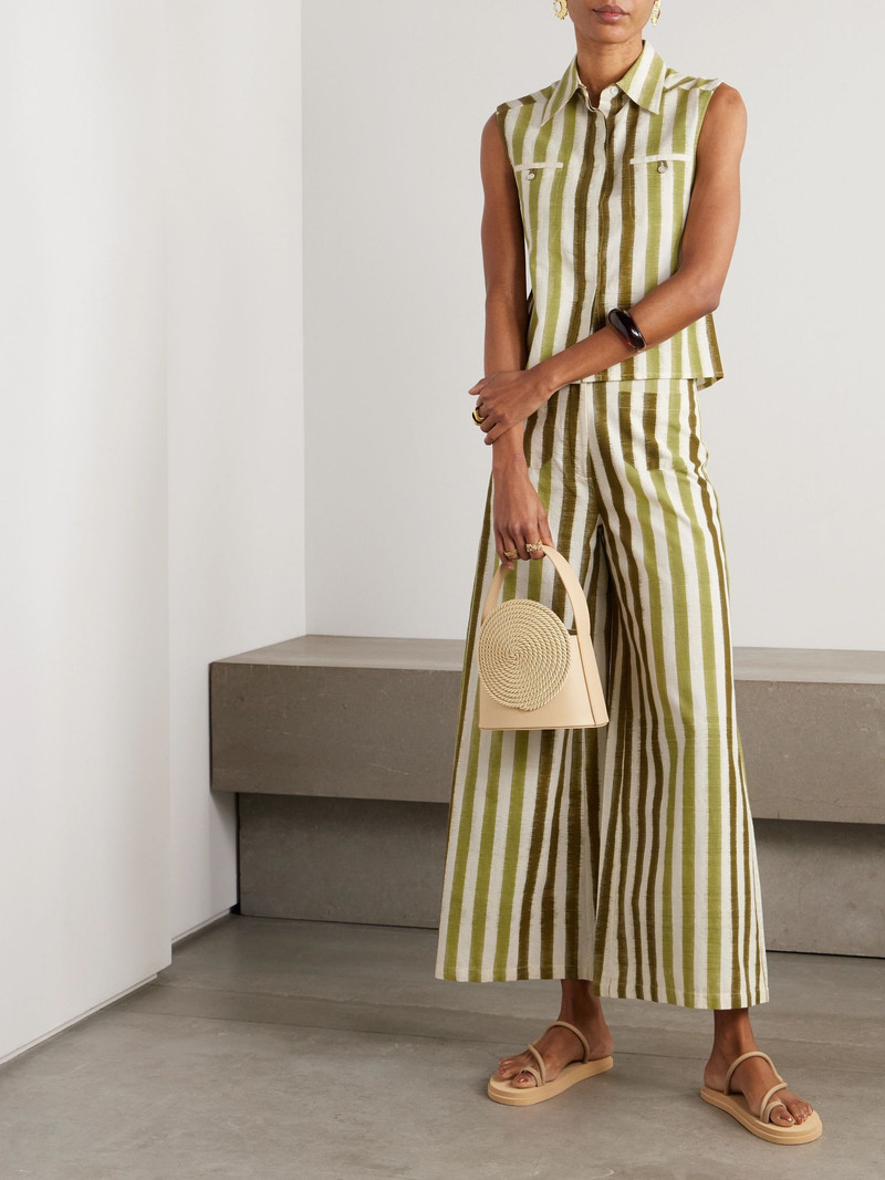 EMPORIO SIRENUSE Ylenia striped cotton blouse Green outlook