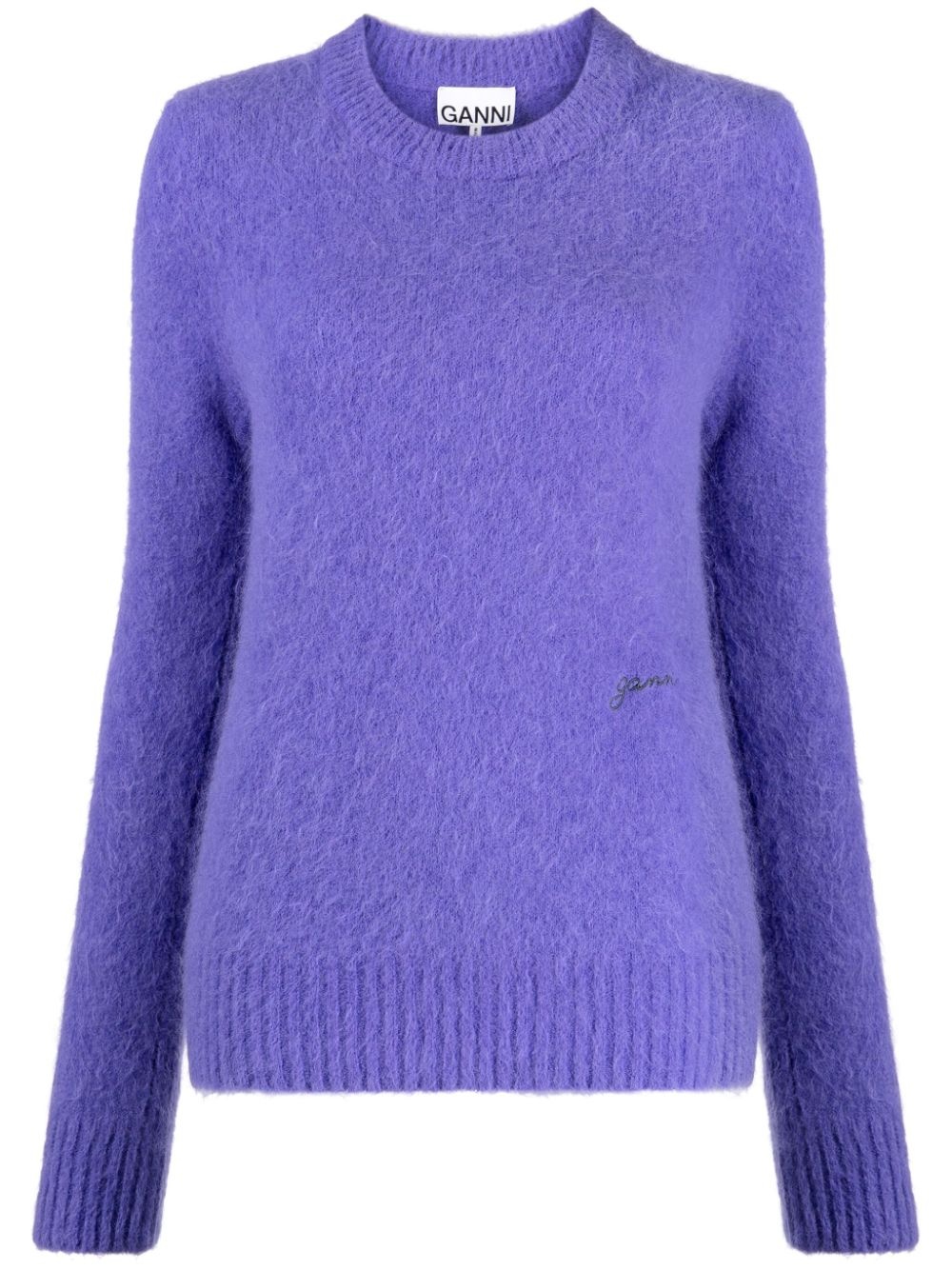 brushed-effect crew-neck jumper - 1