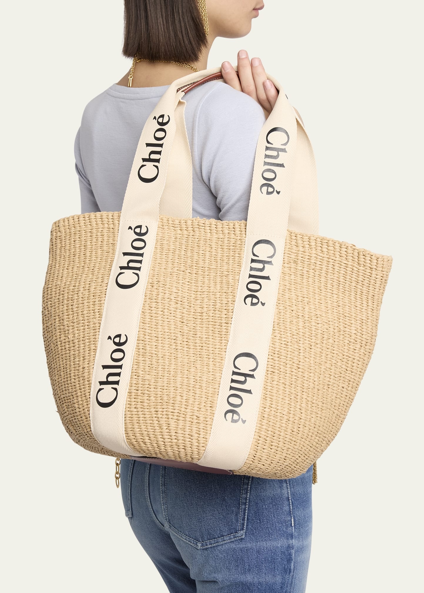 Woody Large Basket Tote Bag - 2