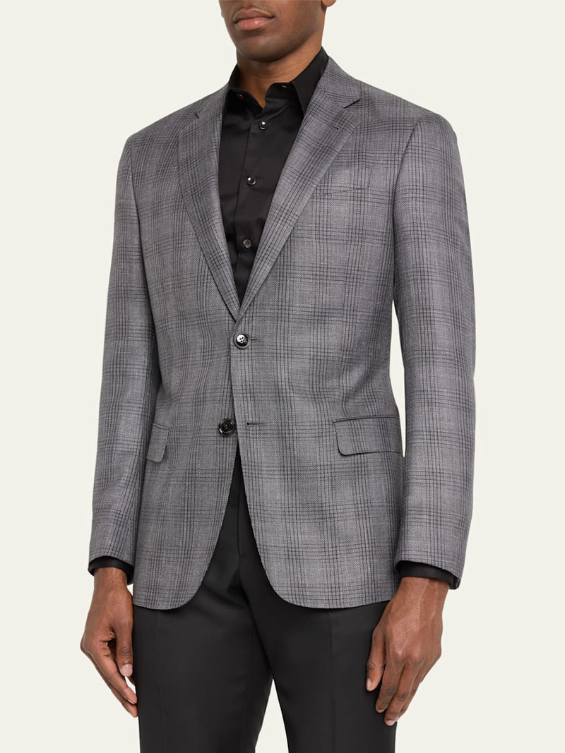 GIORGIO ARMANI Men's Plaid Windowpane Blazer outlook