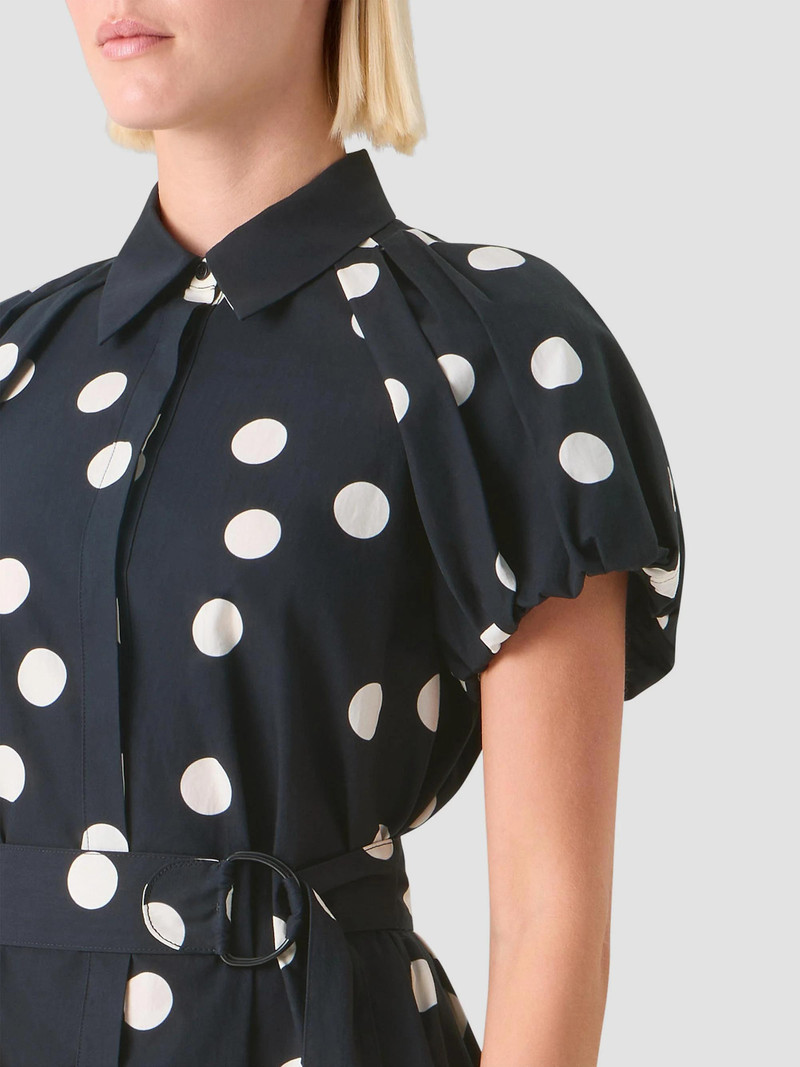 Women's Polka Dot Poplin Minidress - Black Cream 5