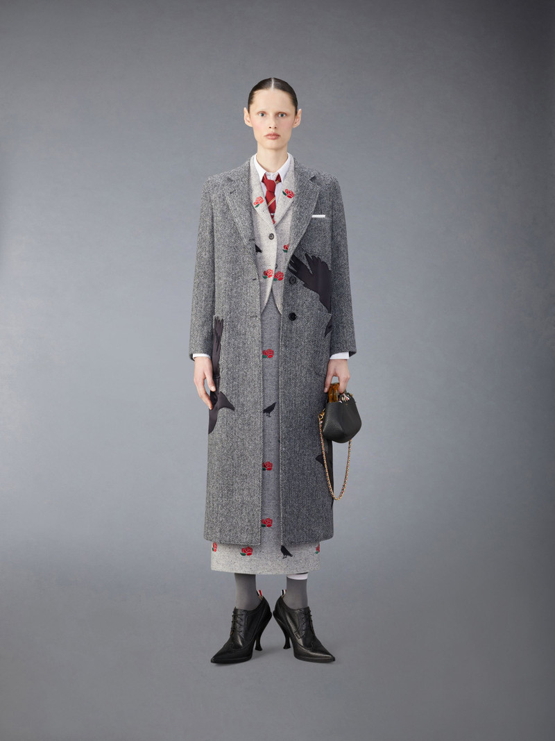 Herringbon Harris Raven Elongated Sack Overcoat 3