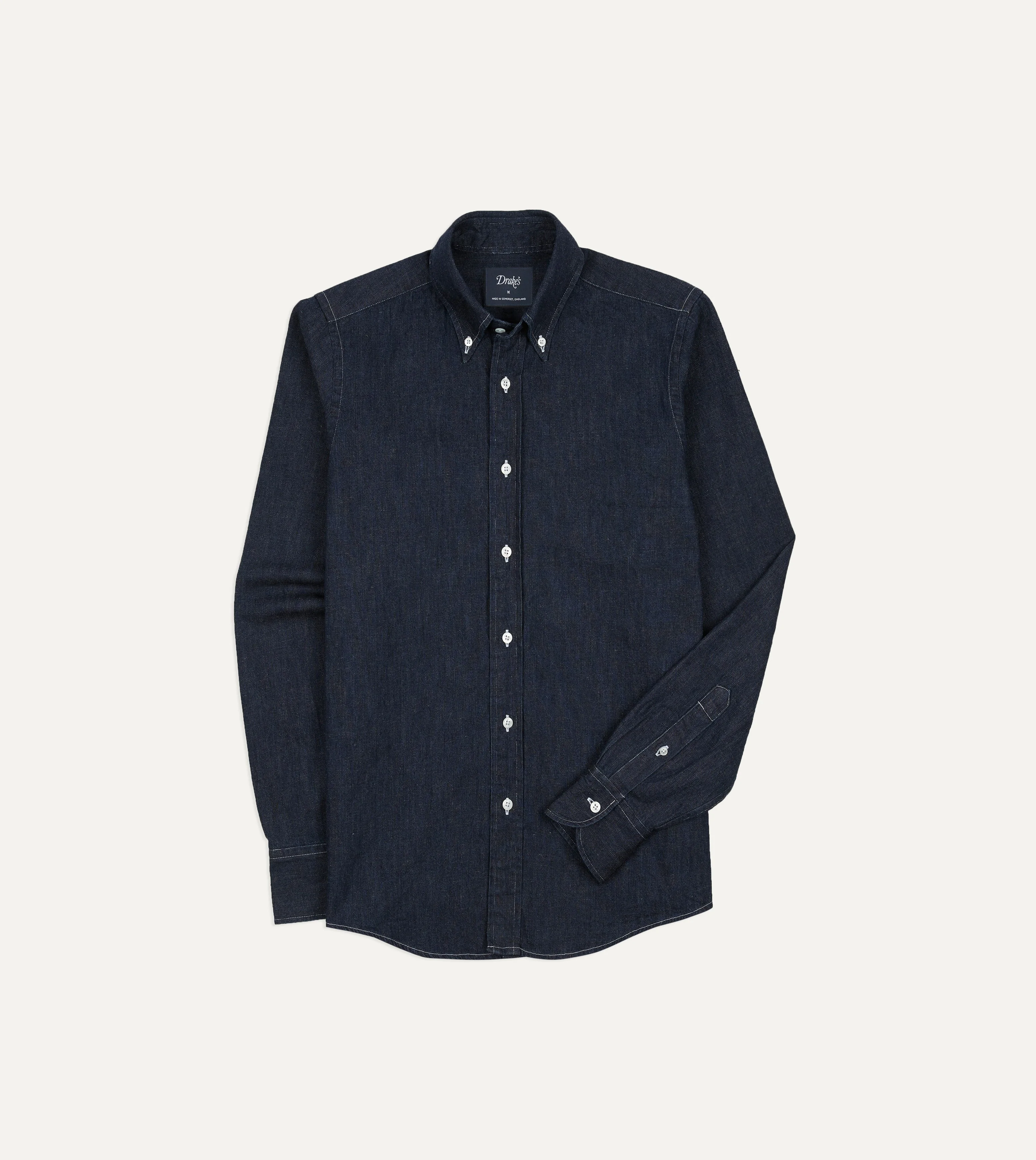 Indigo Rinse Denim Button-Down Shirt - 1