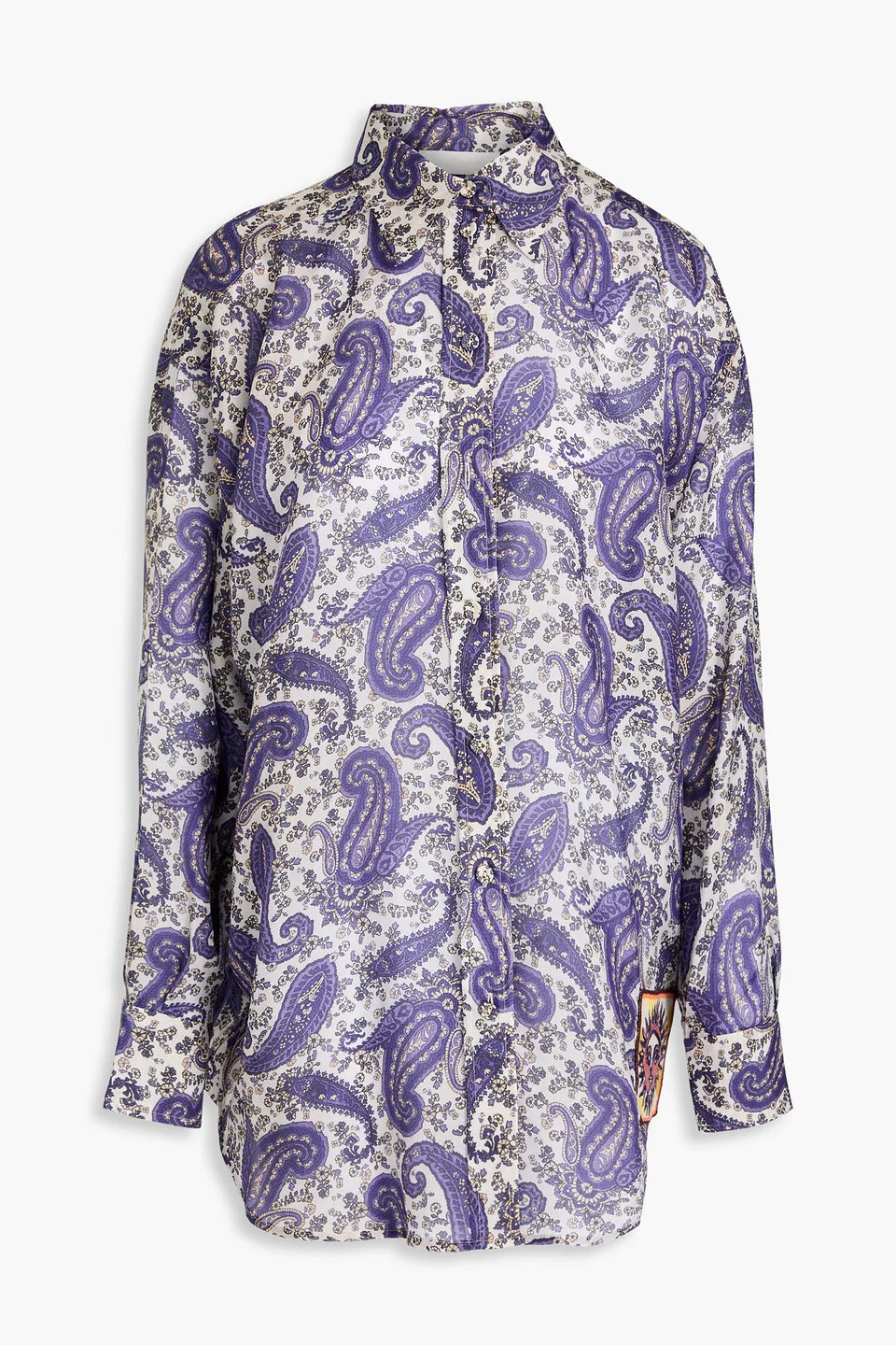 Appliquéd paisley-print silk shirt - 1