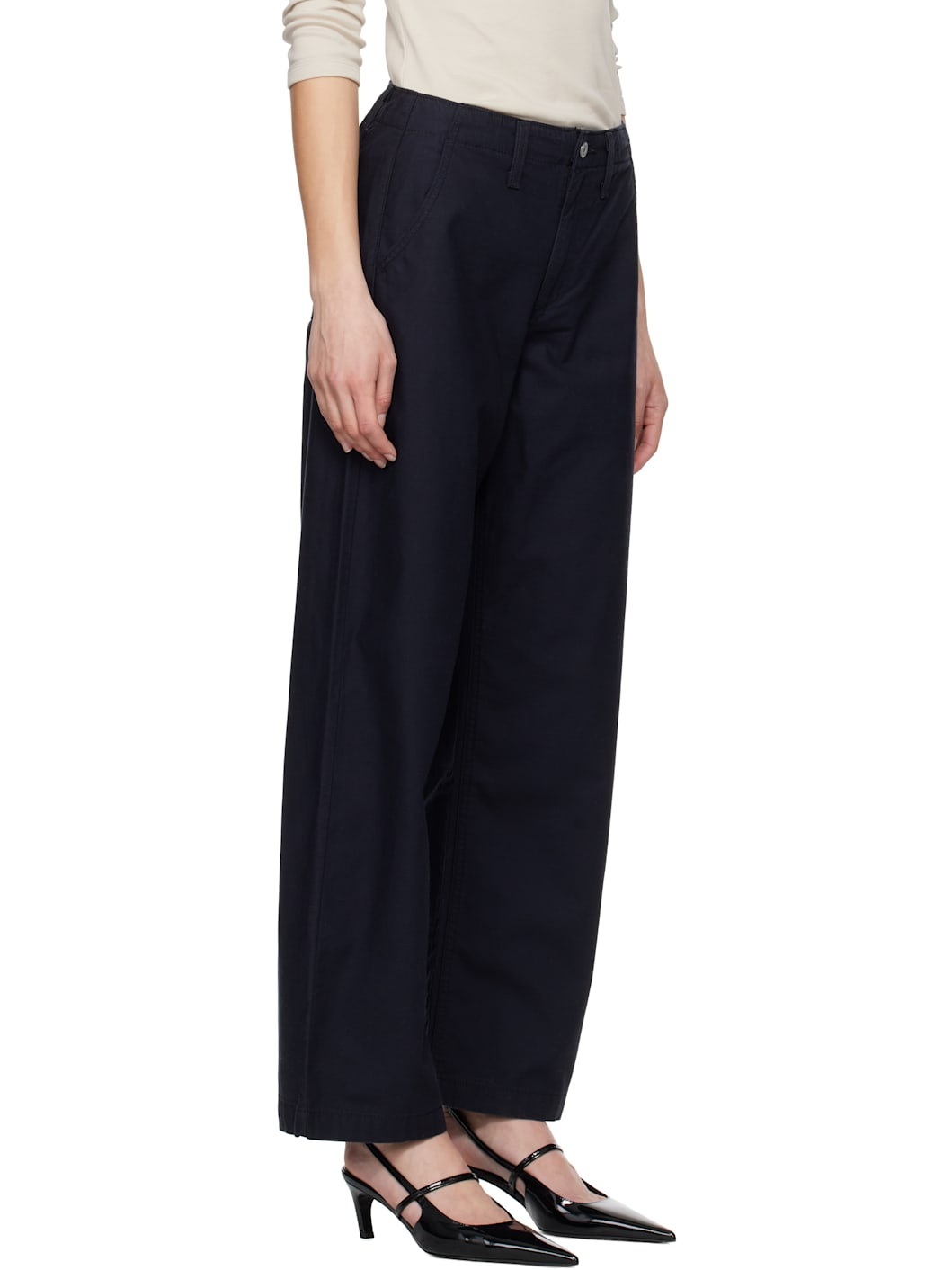 Navy '90s Straight Trousers - 2