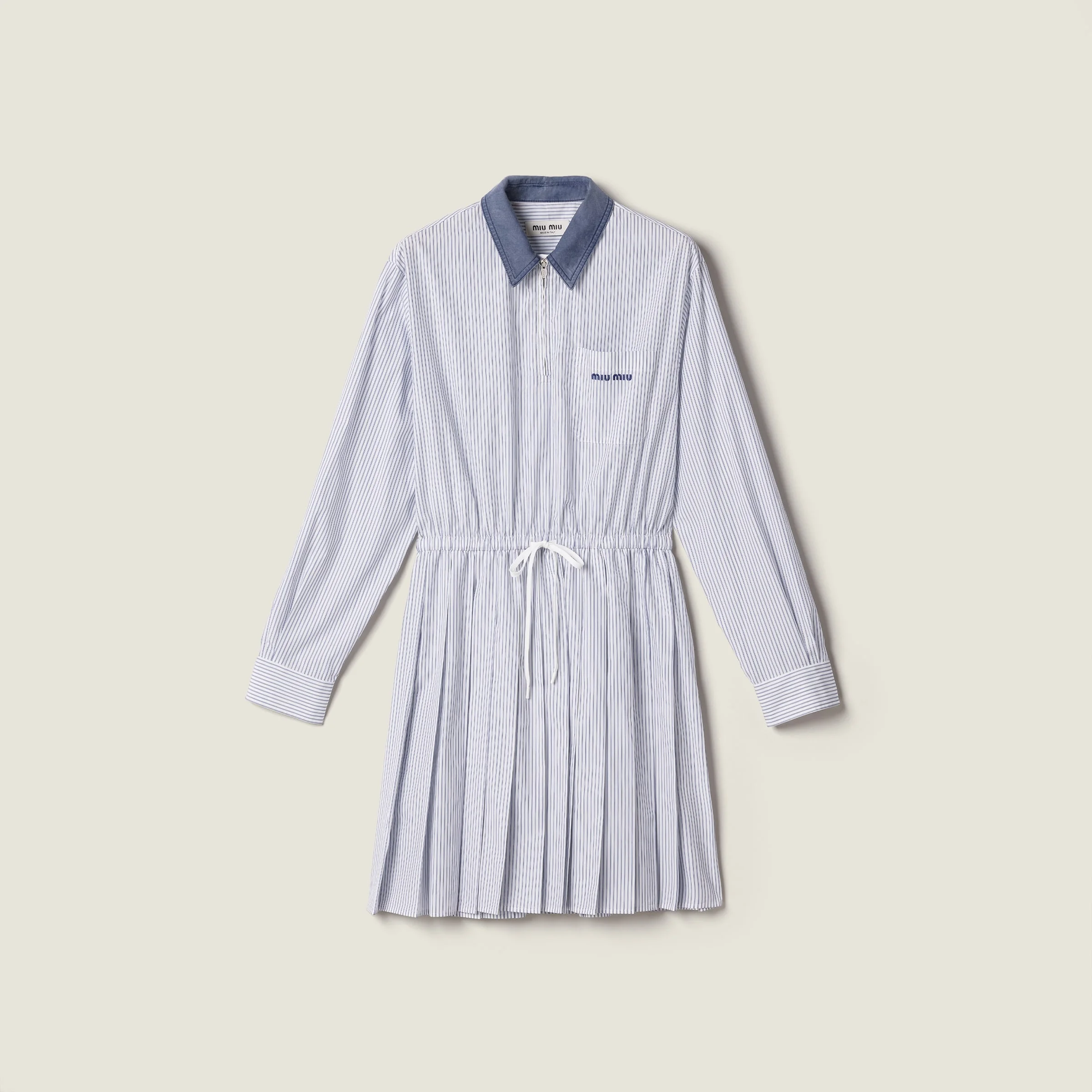 Striped poplin dress - 1