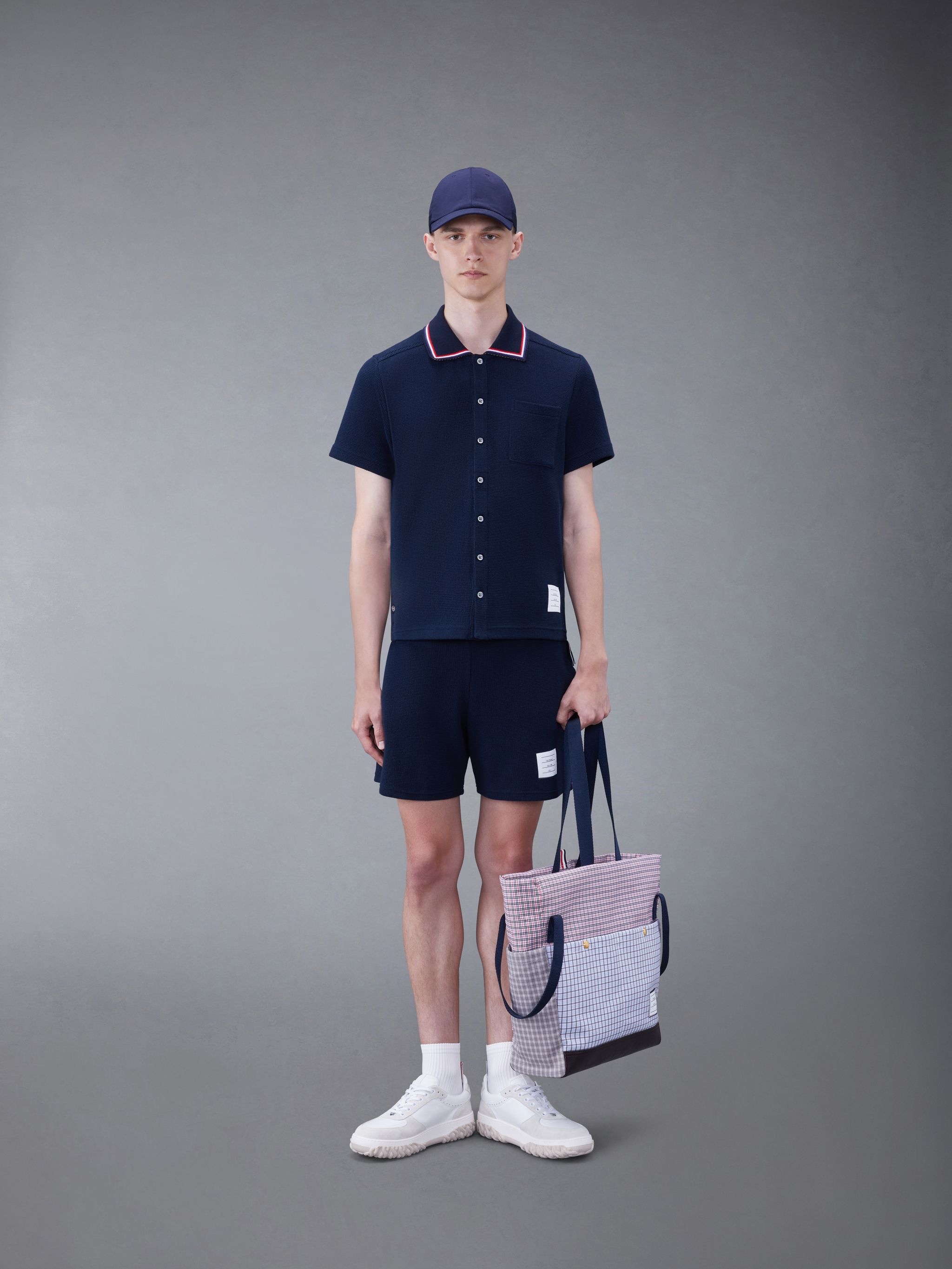 Thom Browne textured short-sleeved shirt - Blue