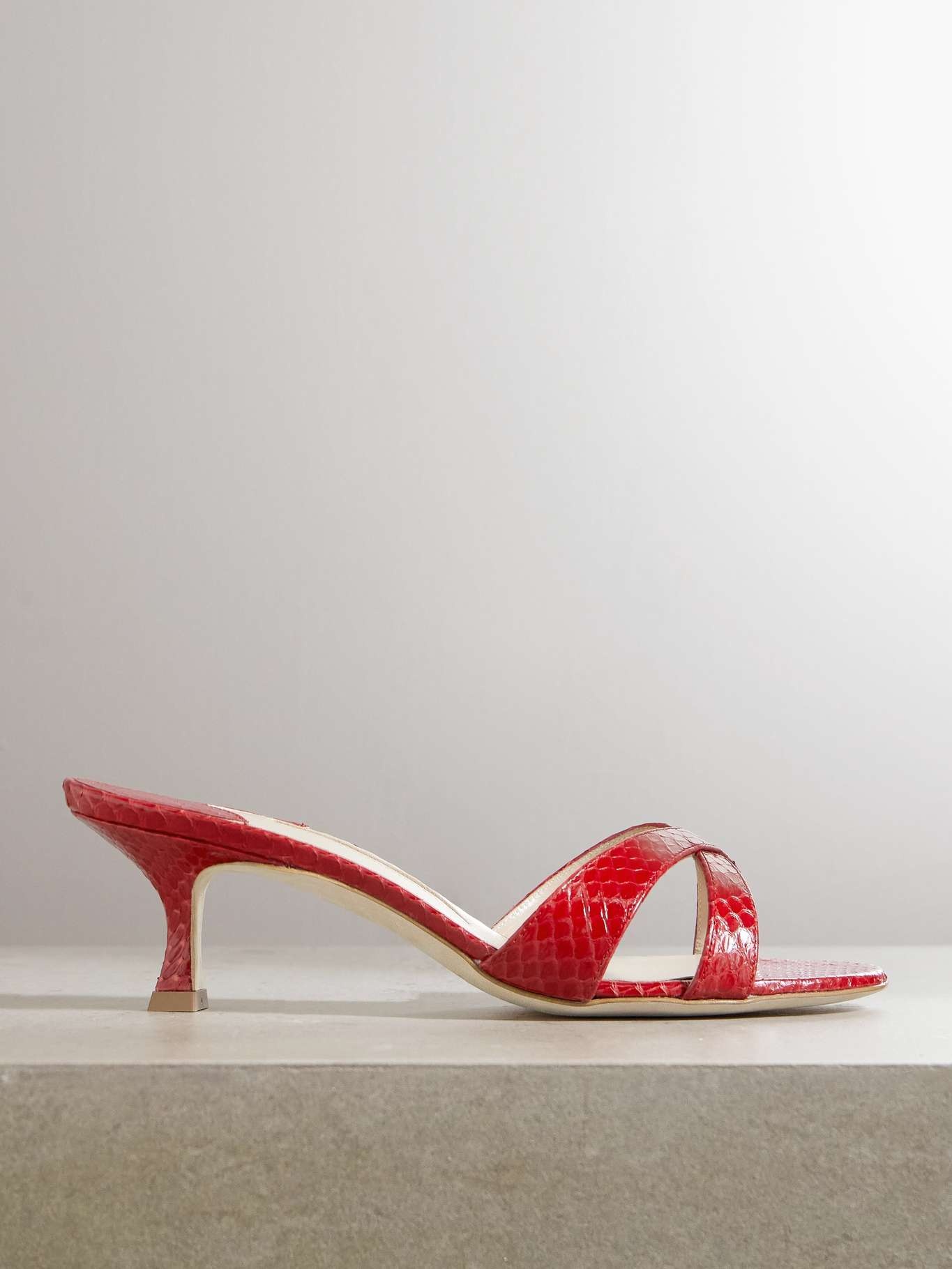 関税込み★Manolo Blahnik★Ahwak 50 レザー ミュール Manolo Blahnik Callamu 50 elaphe mules | REVERSIBLE
