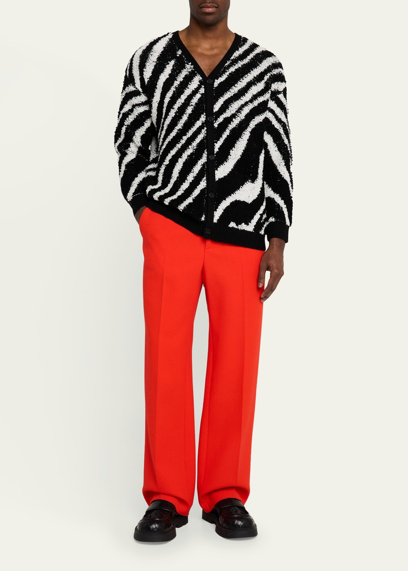 ZANKOV Men's Intarsia Zebra Cardigan outlook