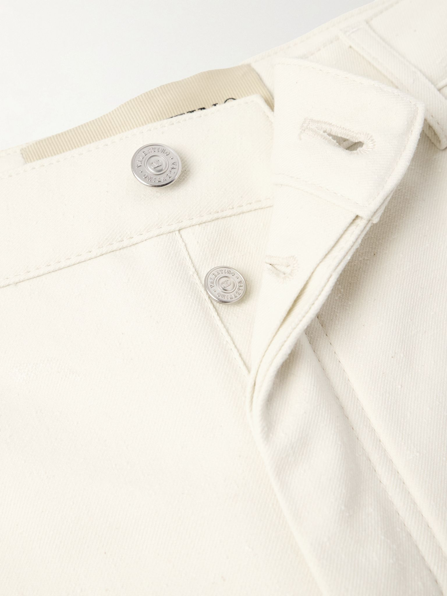 Straight-Leg Embellished Jeans White - 6