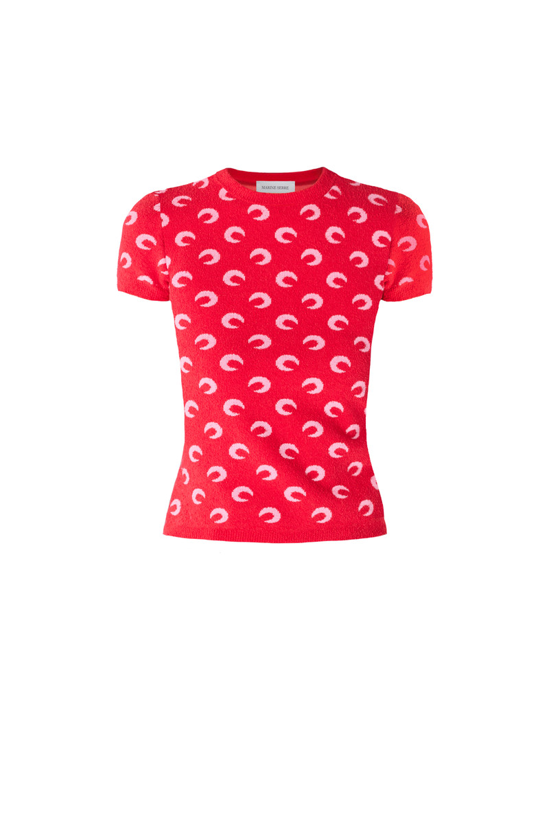 Moon jacquard bouclette crewneck t-shirt organic cotton 1