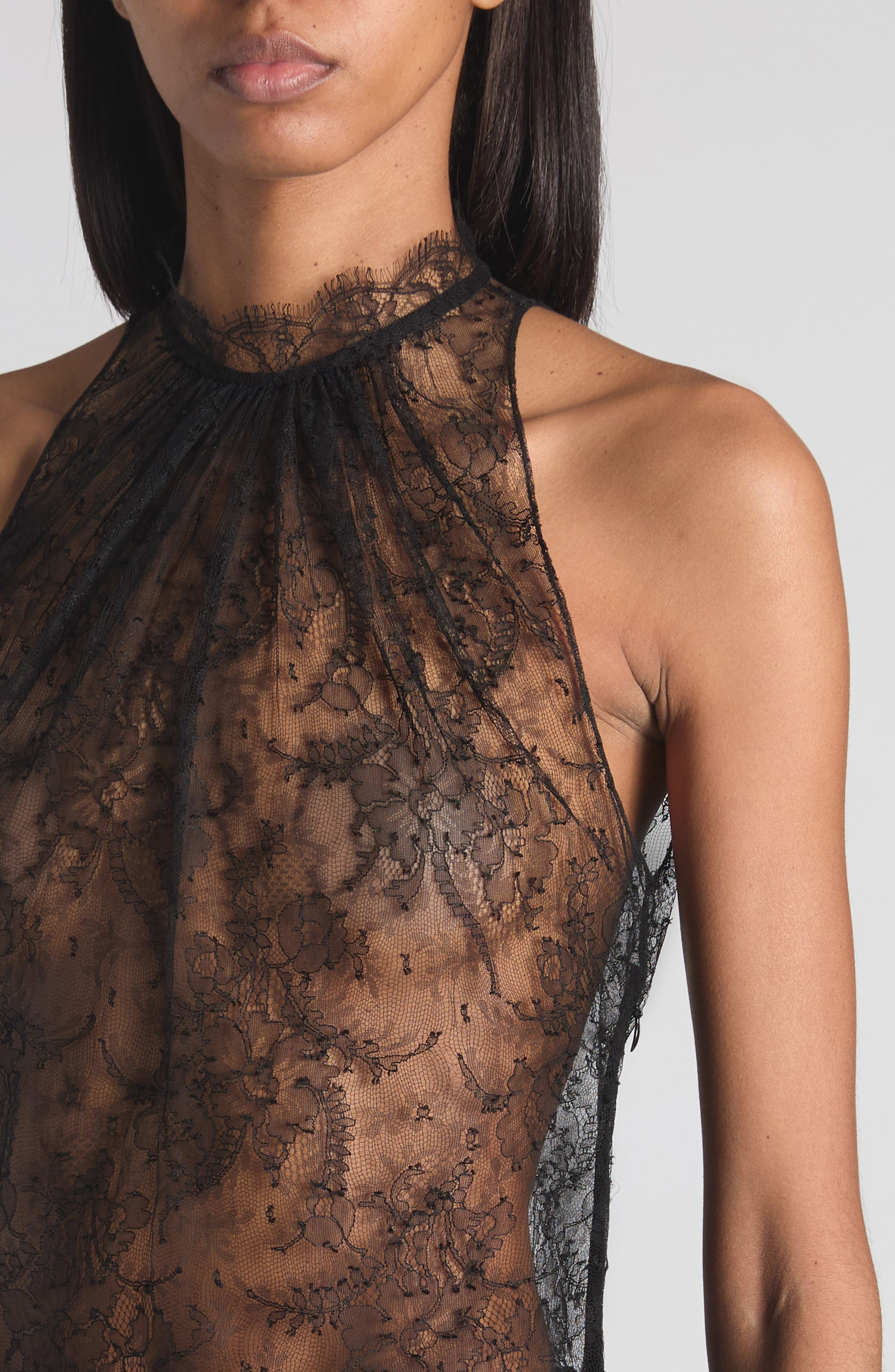 McQueen Sleeveless Sheer Floral Lace Top in Black at Nordstrom - 5