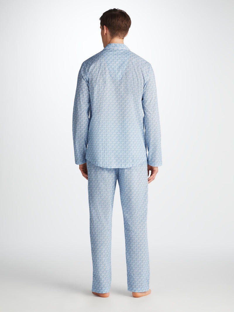 Men's Modern Fit Pyjamas Ledbury 72 Cotton Batiste Blue - 4
