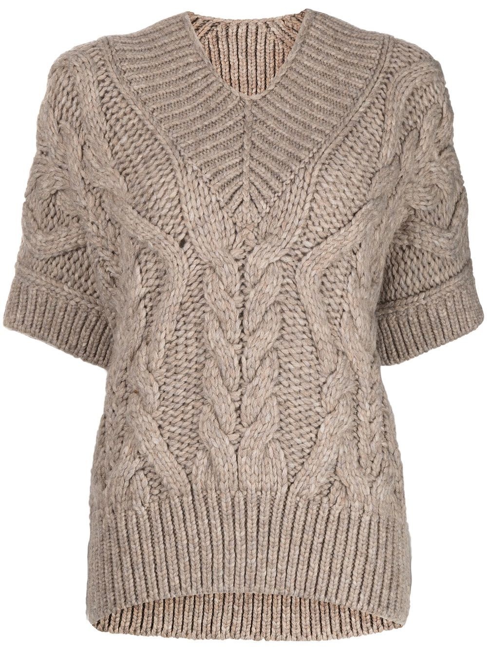 cable-knit short-sleeved top - 1