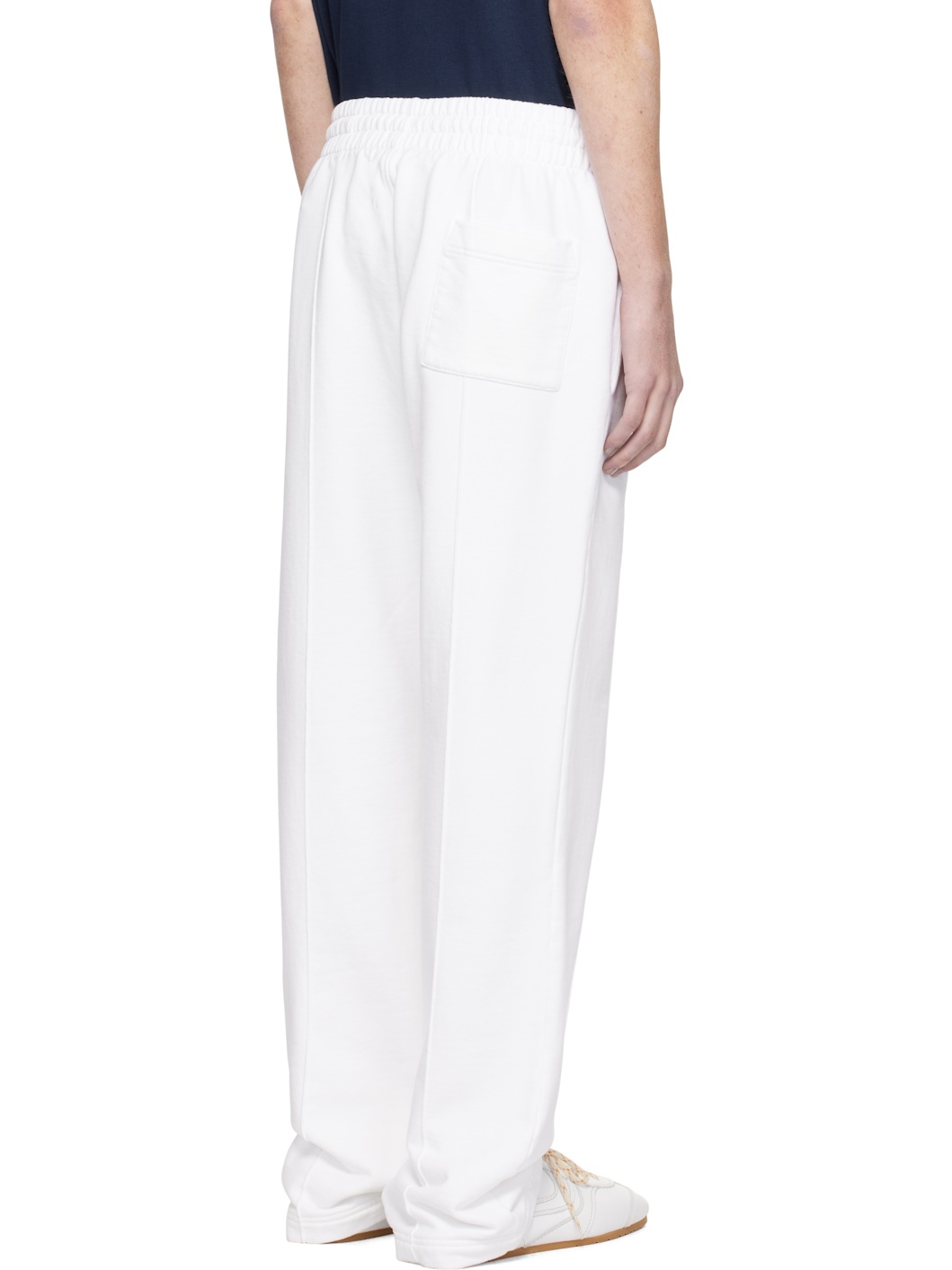 White Diamond Column Embroidered Sweatpants - 3