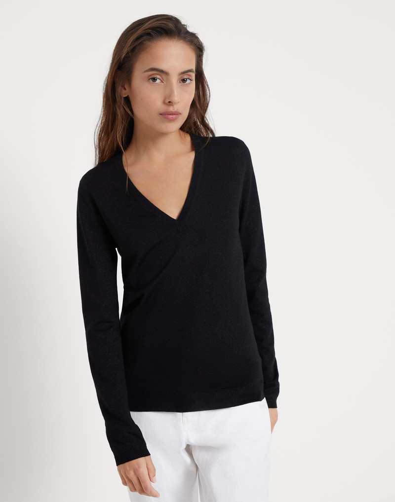 Cashmere and silk sparkling lightweight sweater - 1