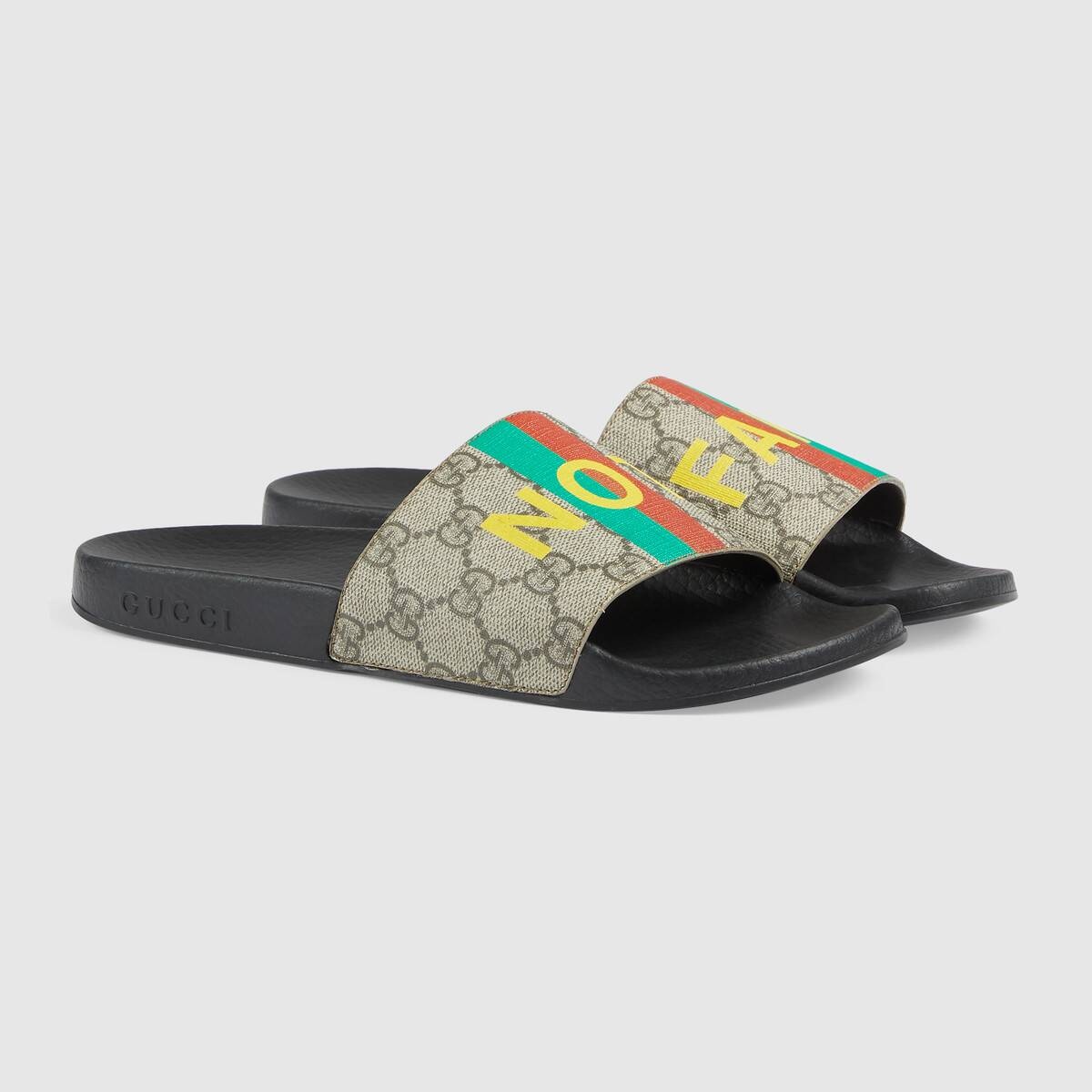 Women's 'Fake/Not' print slide sandal - 2