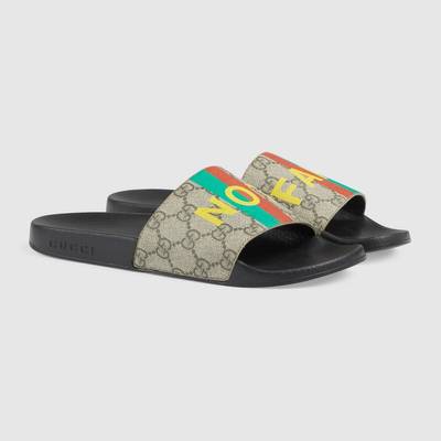 GUCCI Women's 'Fake/Not' print slide sandal outlook