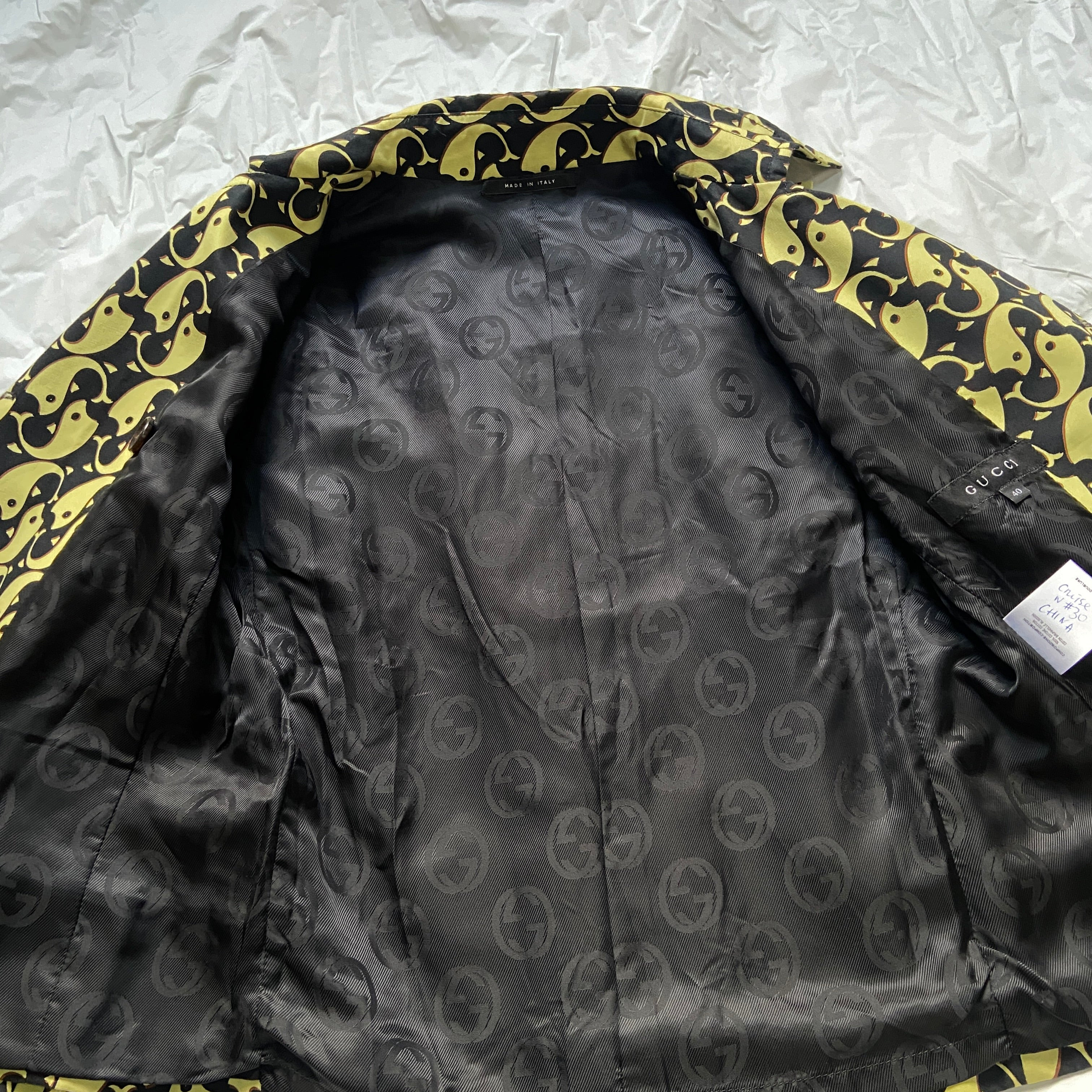 Gucci 2006 fish monogram cropped double-breasted military coat jacket 40 - 14