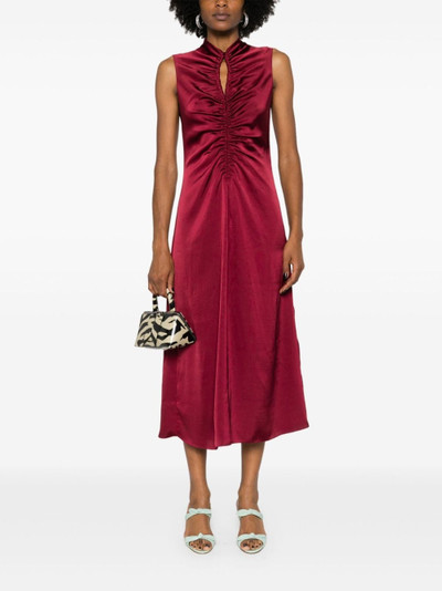 Sandro ruched sleeveless midi dress outlook