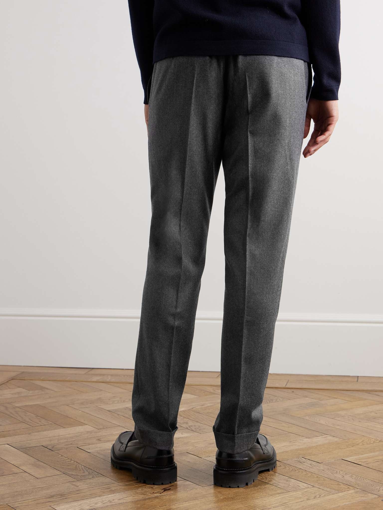 Straight-Leg Wool and Cashmere-Blend Flannel Drawstring Trousers - 4