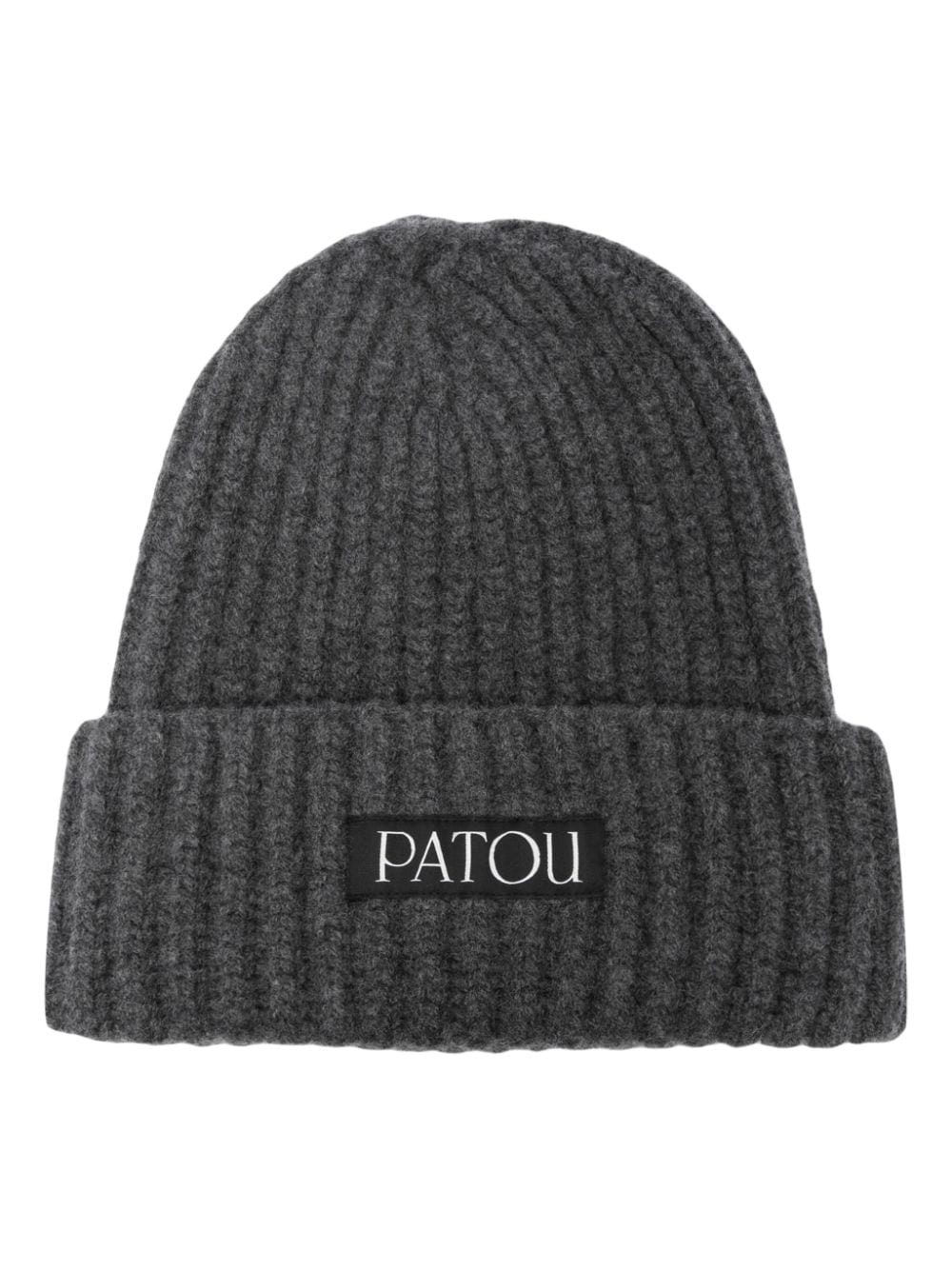 logo-patch ribbed beanie - 1