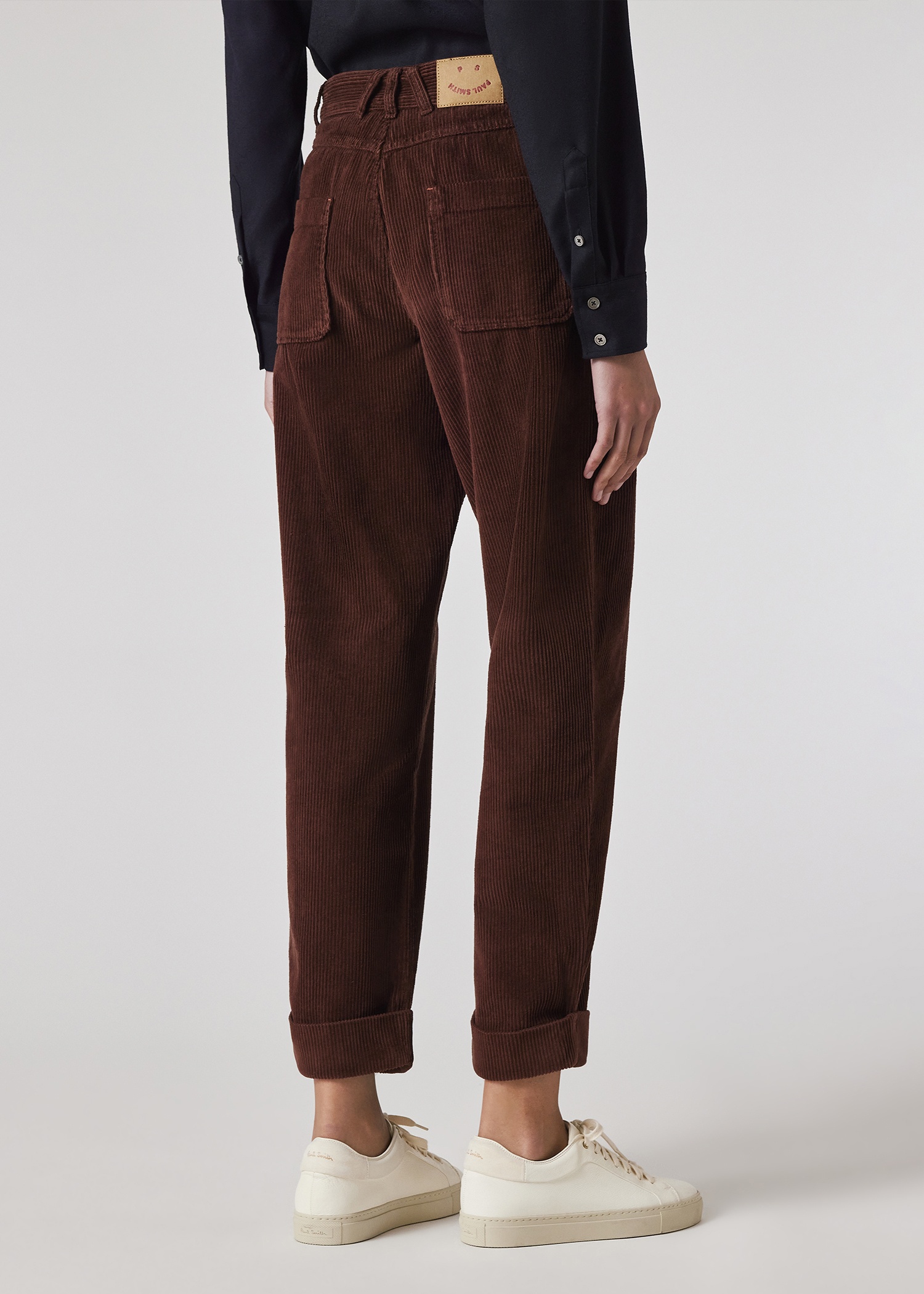 Women's Brown Corduroy Barrel Leg Trousers - 5