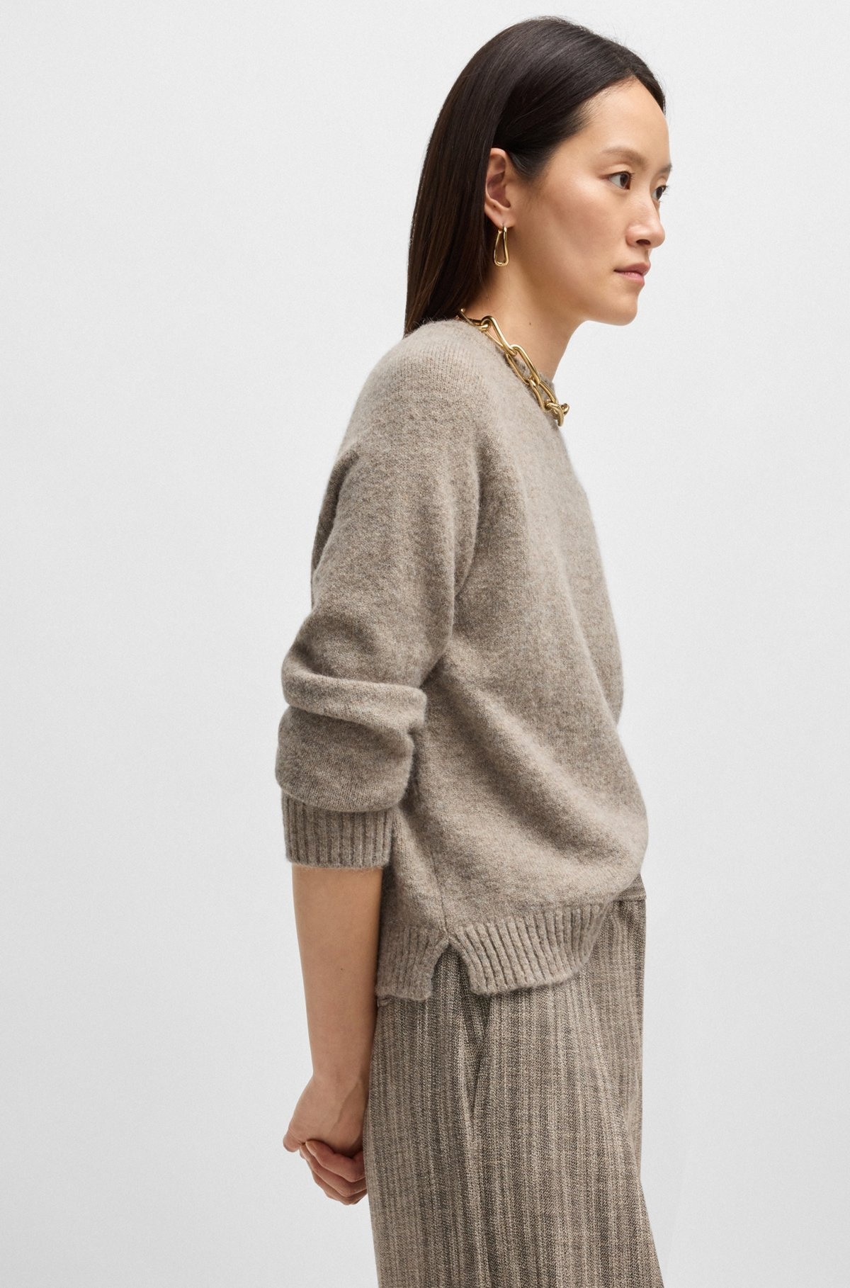 CREW-NECK SWEATER IN STRETCH FABRIC - 5