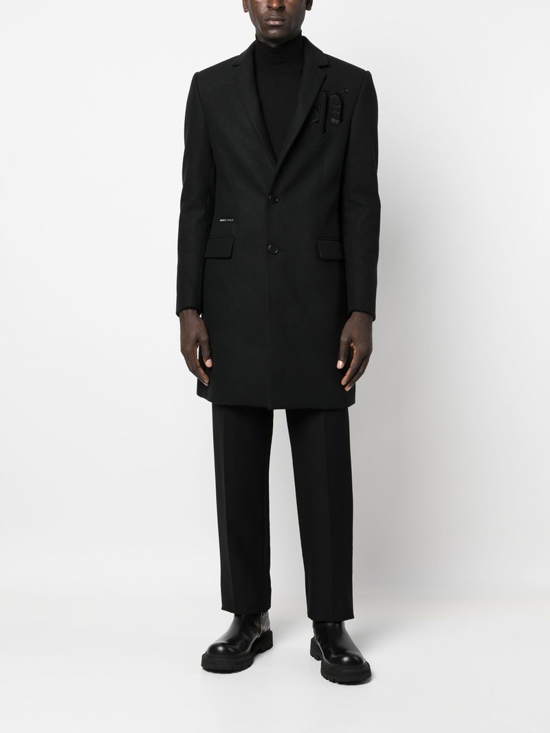 PHILIPP PLEIN embroidered-logo single-breasted coat outlook