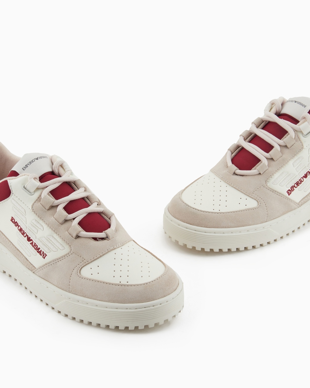 LEATHER SNEAKERS WITH SUEDE DETAILS AND OVERSIZED EMBOSSED EAGLE - 5