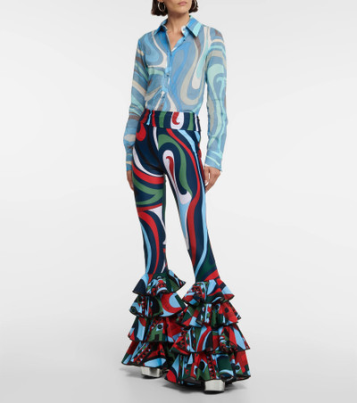 PUCCI Ruffled printed jersey pants outlook