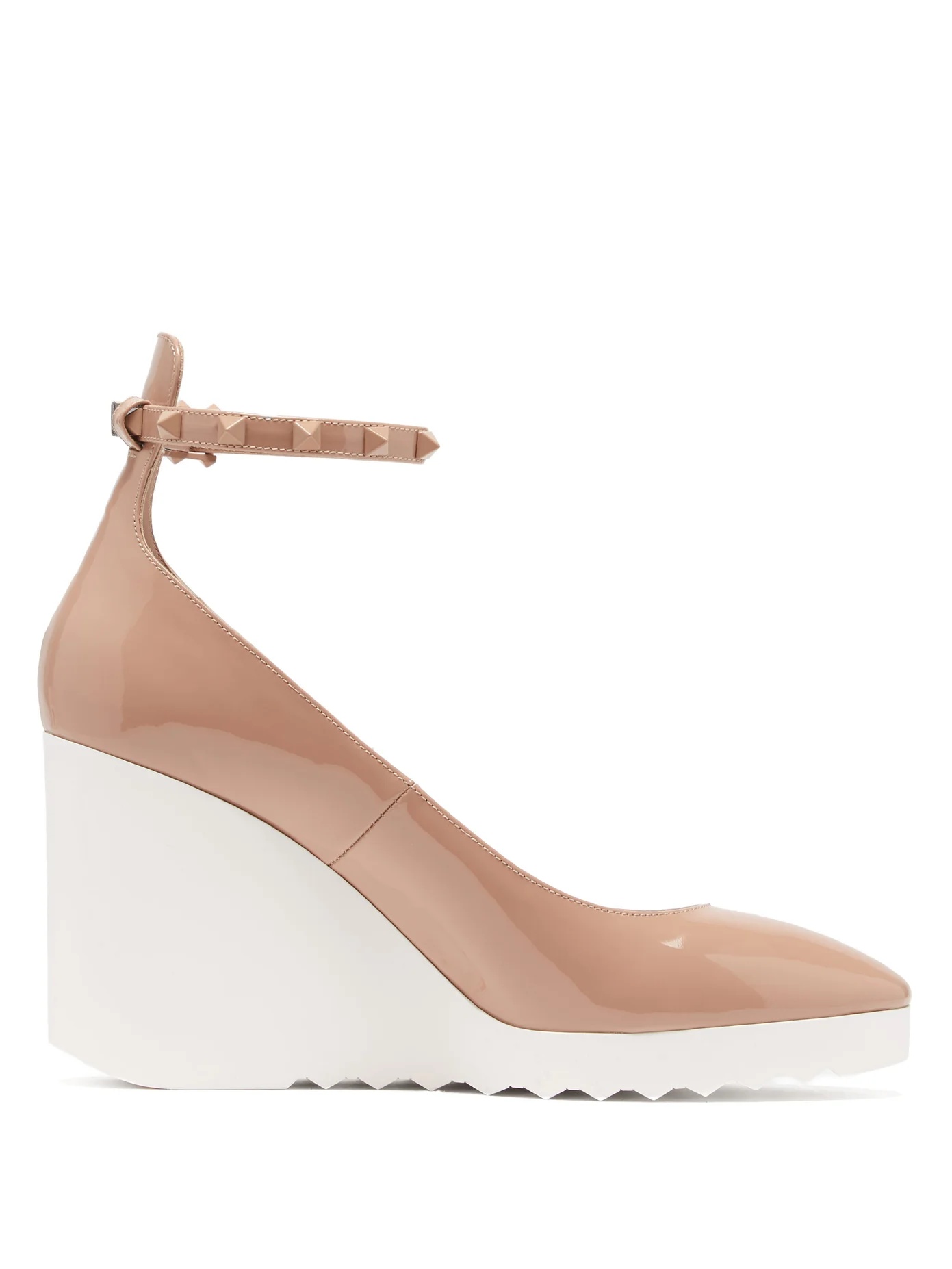 White Wave wedge-heel patent-leather pumps - 1