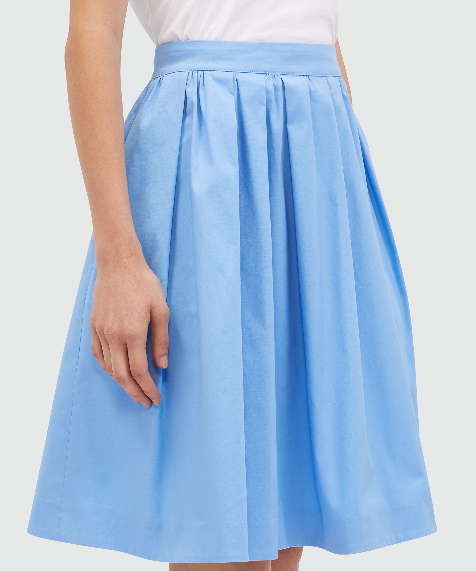 Wide skirt in light blue gabardine - 5
