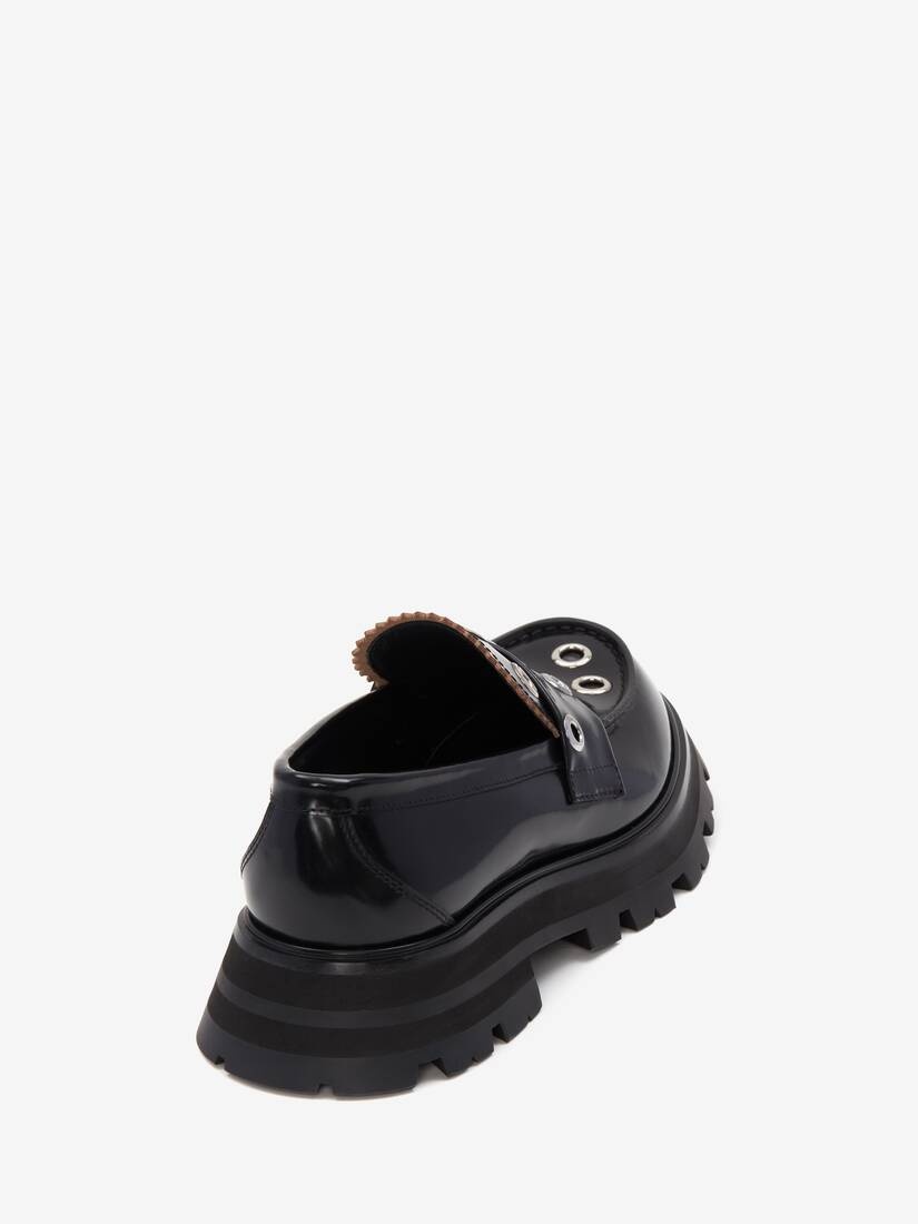 Women's Wander Eyelet Loafer in Black/silver - 3