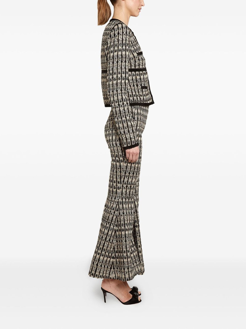 optical bouclé flared trousers 3