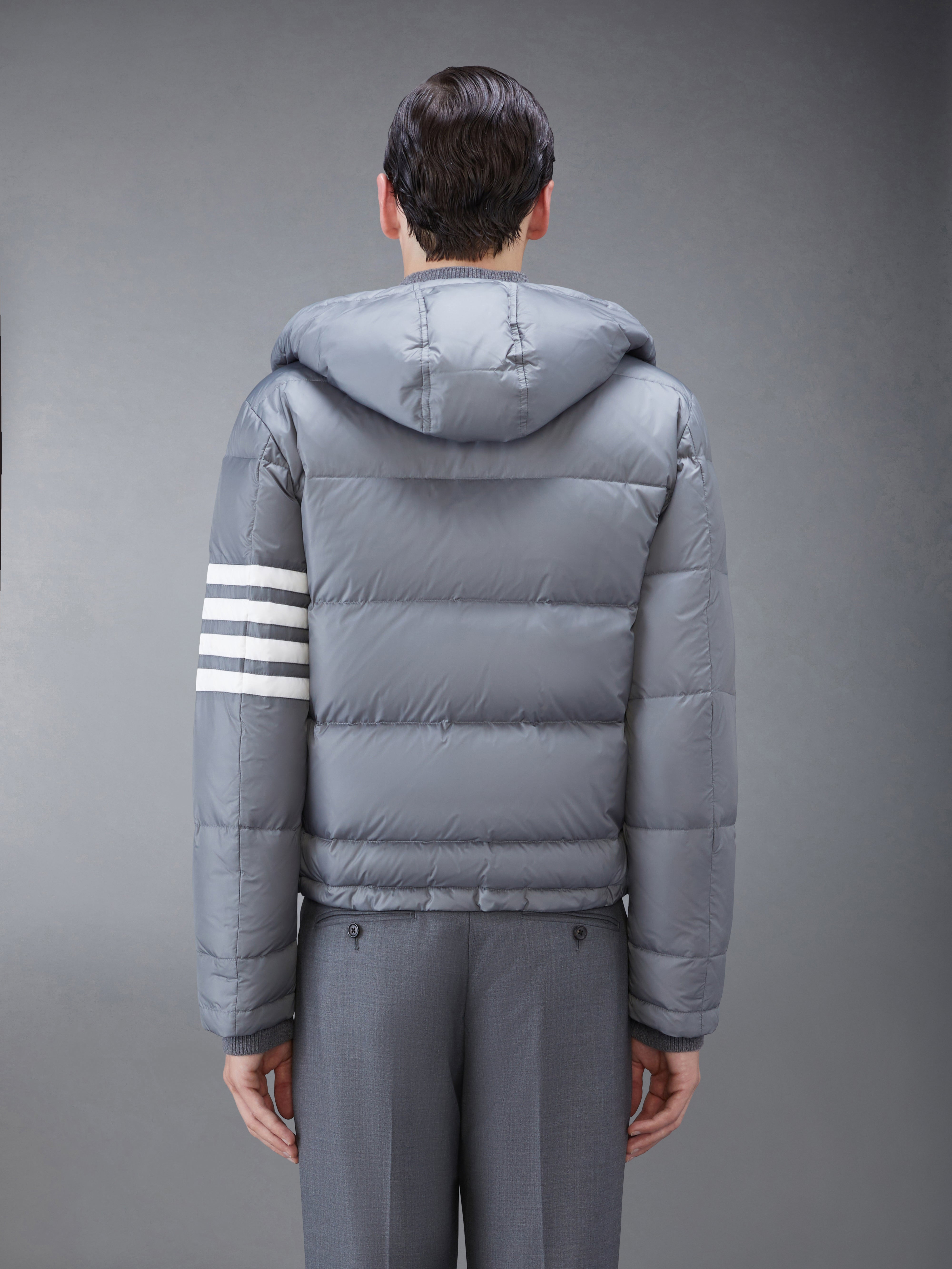 Medium Grey Matte Nylon 4-Bar Down Bomber Jacket - 3