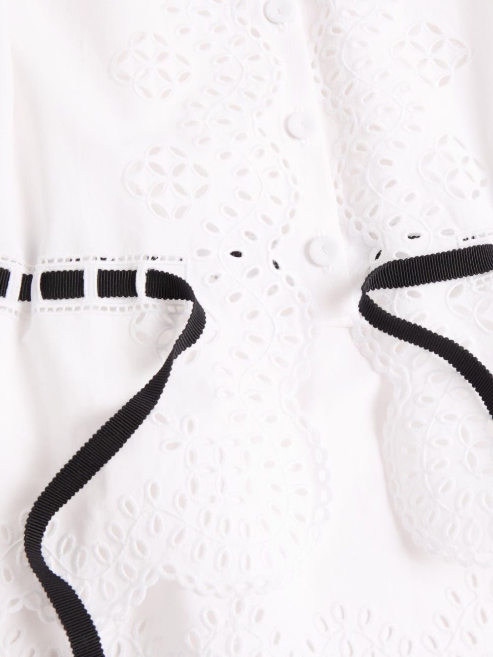 sangallo-embroidered ribbon-detailed shirt - 3