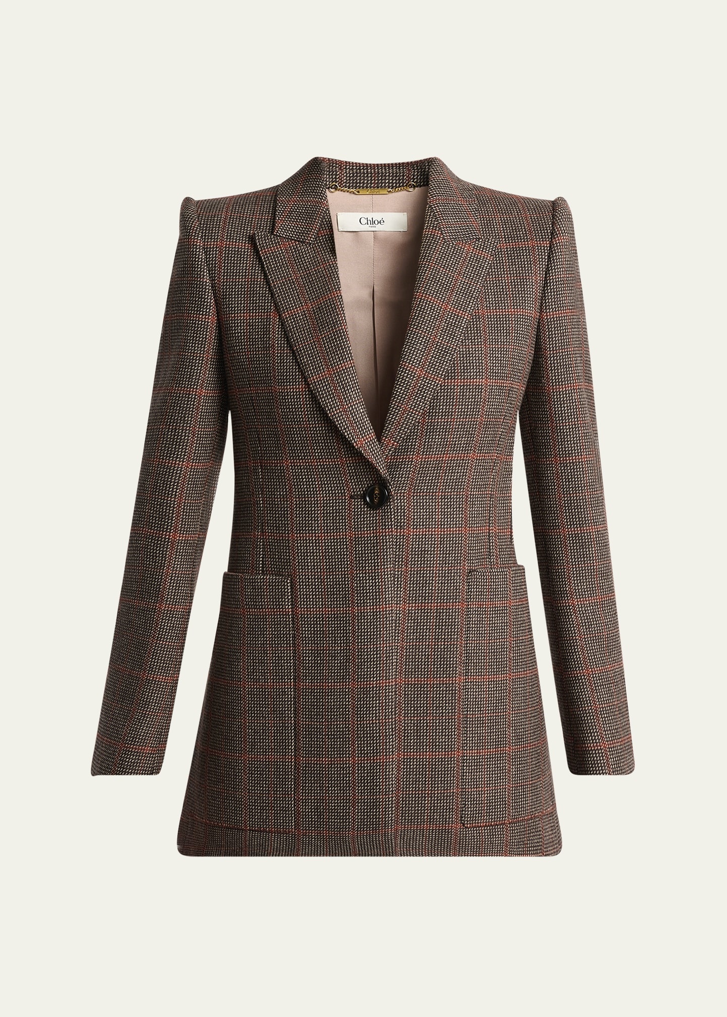 Plaid Single-Breasted Jacket - 1