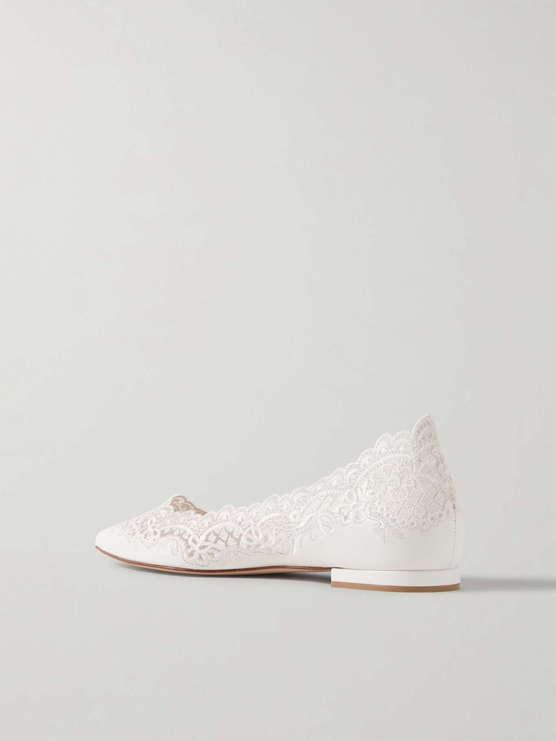Lace-trimmed leather point-toe flats 3