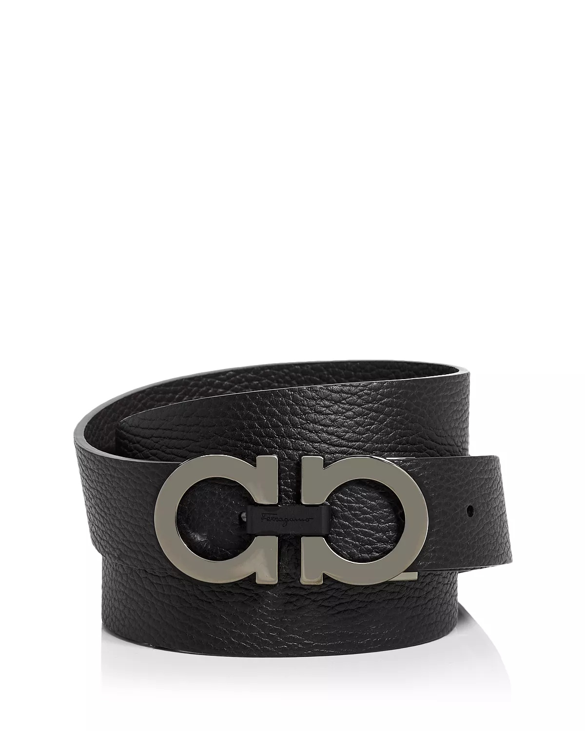 Men's Double Gancini Buckle Reversible Leather Belt - 7