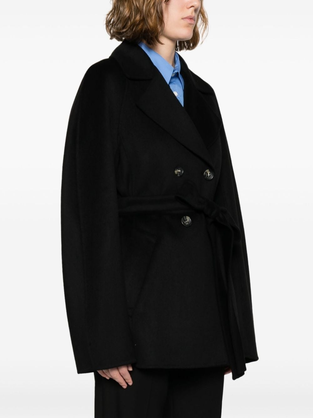 belted double-breasted jacket - 3