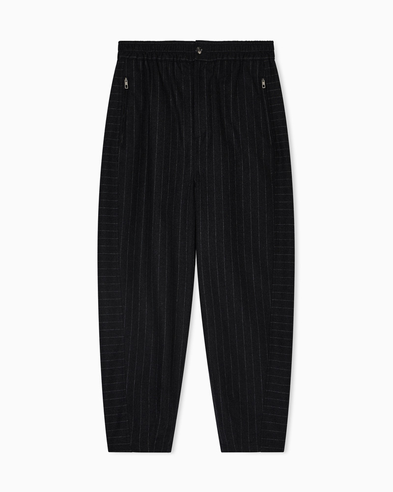 PINSTRIPED FLAT-FRONT TROUSERS IN A CASHMERE BLEND 1
