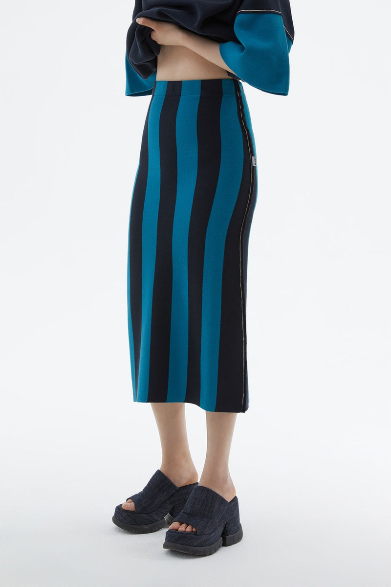 SUNNEI BLUE STRIPED KNIT SKIRT outlook