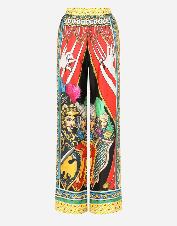 Carretto-print twill pajama pants - 3